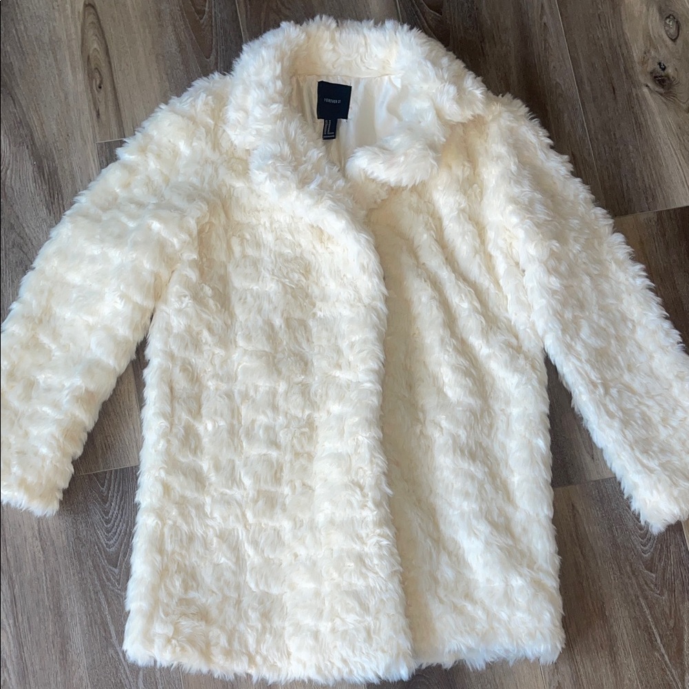 Faux Fur Coat in Cream